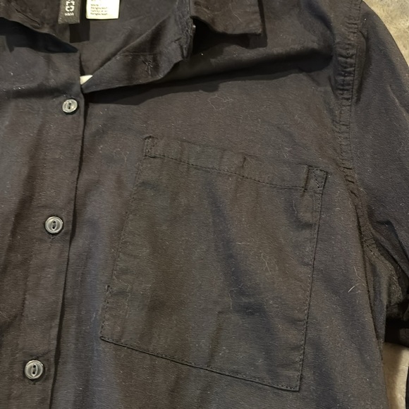 H&M Lightweight Long Sleeve Button Down Shirt Sz 10 Black - Picture 3 of 5